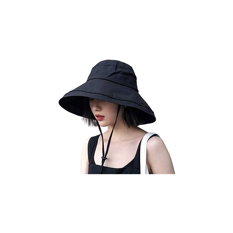 Tianfu Wide Brim Bucket Hat - Upf50+ Protection Travel Beach Sun Hat With Semi-Rigid Adjustable Foldable Brim