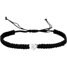 14K White Gold Plated Initial Heart Bracelet (Women's) Handmade Rope Bracelet Minimalist Jewellery Matching Couple's Bracelets