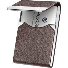 Business Card HolderMen's or Women's Pocket Name Card HolderMetal Slim Name Card Holder RFID Blocking Carrier Magnetic Closure-Coffee