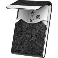 Business Card HolderMen's or Women's Pocket Name Card HolderMetal Slim Name Card Holder RFID Blocking Carrier Magnetic Closure-Black