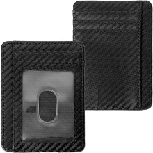 RFID Blocking Credit Card Case Holder, Slim Credit Card Sleeves ID Case Leather Wallet Coin Identity Credit Card Holder for Women Men(Black)