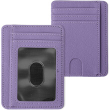 RFID Blocking Credit Card Case Holder, Slim Credit Card Sleeves ID Case Leather Wallet Coin Identity Credit Card Holder for Women Men(Purple)