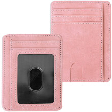 RFID Blocking Credit Card Case Holder, Slim Credit Card Sleeves ID Case Leather Wallet Coin Identity Credit Card Holder for Women Men(Pink)