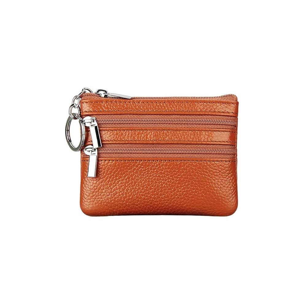Tianfu Women's Genuine Leather Coin Purse Mini Pouch Change Wallet With Keychain