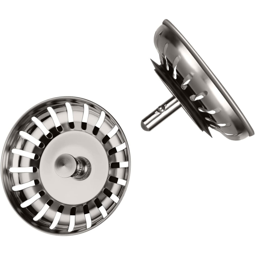 Kitchen Sink Strainer 80Mm, 2Pcs Kitchen Sink Stopper With 2 Drain Hair Catcher, Thickened 304 Stainless Steel Universal Kitchen Sink Strainer 7770198210354