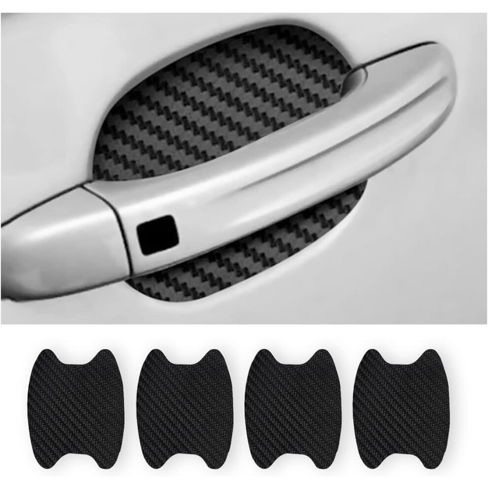 4Pcs Car Door Handle Stickers,Carbon Fiber Anti-Scratch Protector,Non-Marking Automatic Door Handle Protector, Universal Most Car Handles(Black) Black 7770198203820