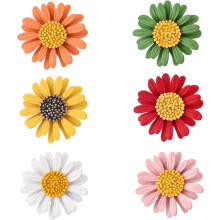 Multicolor Enamel Daisy Flower Lapel Jewelry Brooch Pin Set for Women Clothes Collar Dress Scarf Bag Daily Decoration