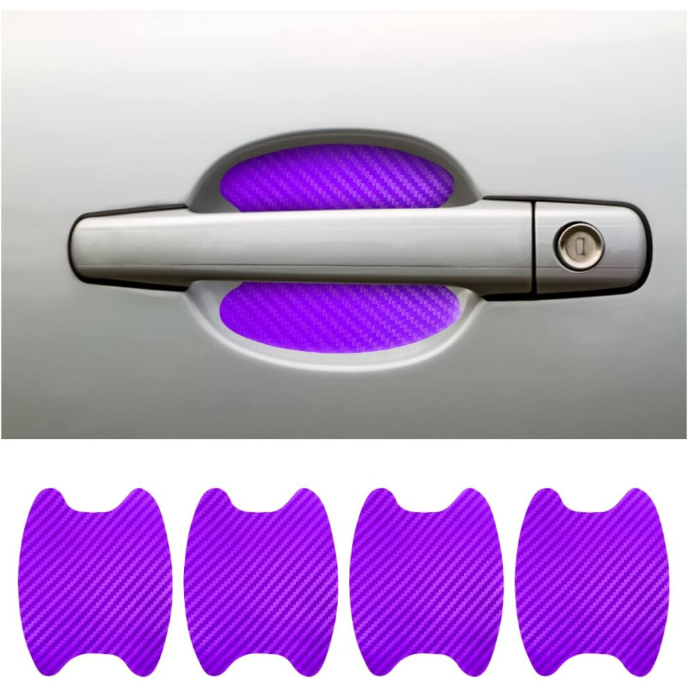 4Pcs Car Door Handle Stickers,Carbon Fiber Anti-Scratch Protector,Non-Marking Automatic Door Handle Protector, Universal Most Car Handles(Purple) Purple 7770198203974