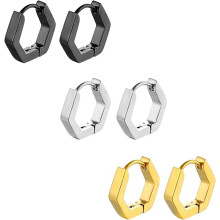 Men Earrings, Stainless Steel Hoop Stud Earrings Set for Women Girls, 3 Pairs/6 Pairs/10Pairs Small Huge Sliver Gold Black