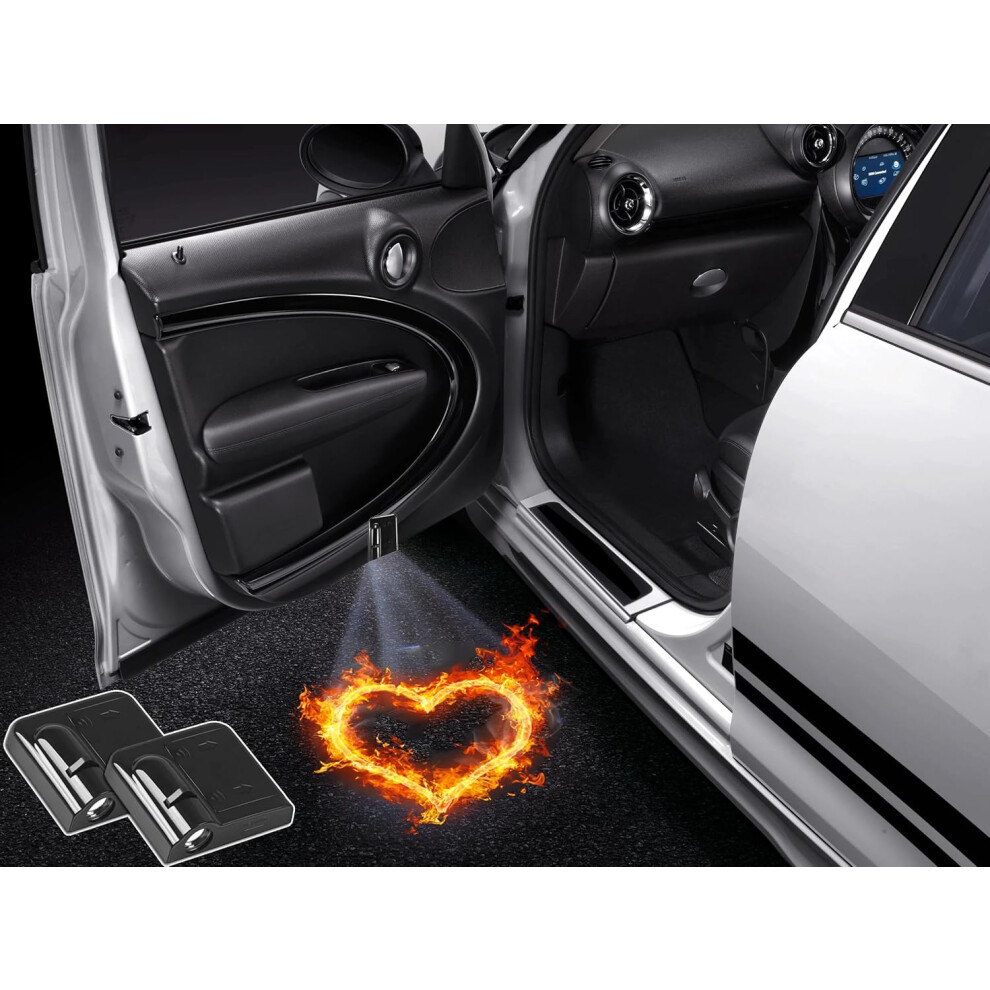 2 Pcs Led Car Door Welcome Light Logo for Red Fire Heart Symbol Projector Lights Ghost Shadow Light-image-OPC-PH98MY5-NEW