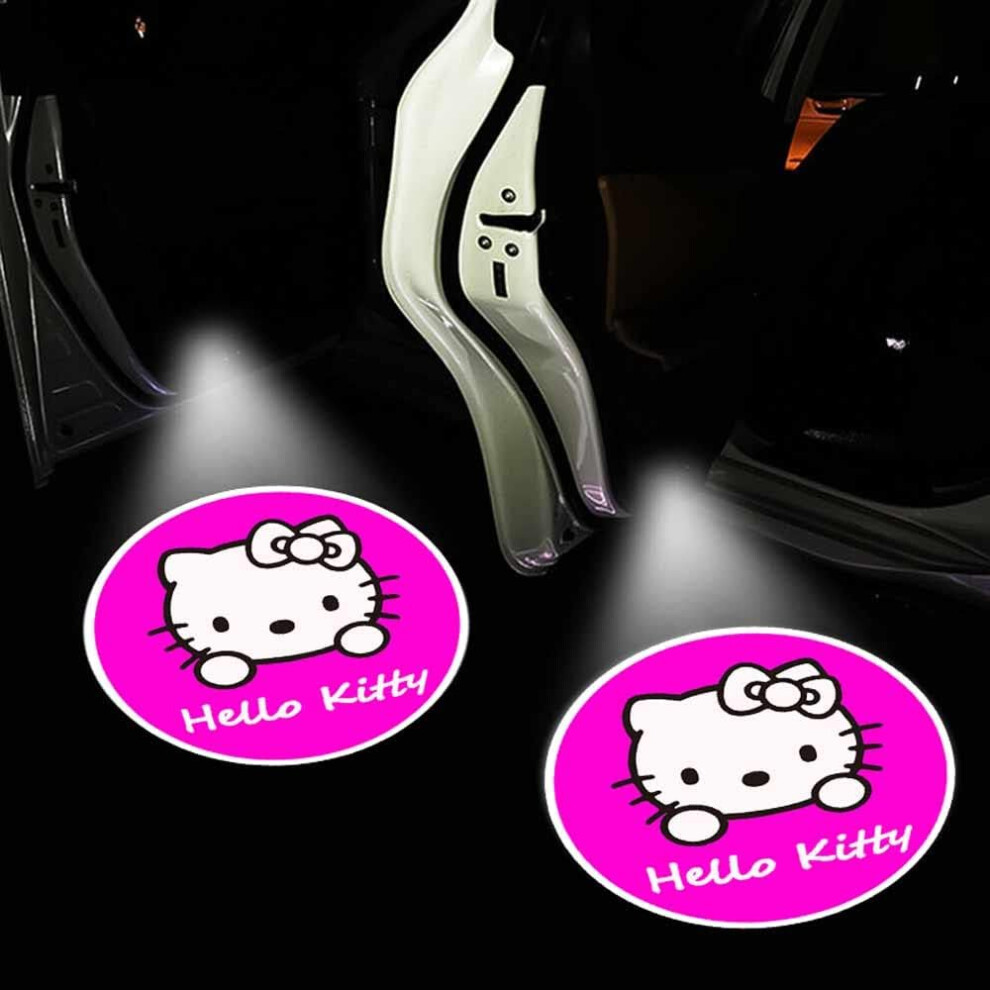 2Pcs For Hello Kitty Car Door Lights Logo Projector Led Wireless Car Door Shadow Lights Welcome Courtesy Lights For All Car Models 7770198203783