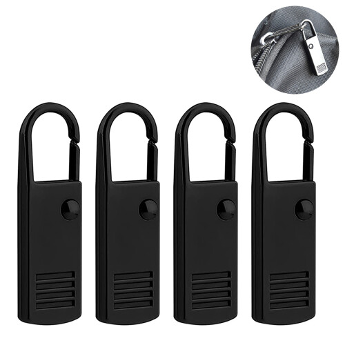 4 Pcs Zipper Pulls Tab Replacement Luggage Zipper Pull Extension Backpack Zippers Tags Handle Mend Fixer Repair For Suitcase-Black 2
