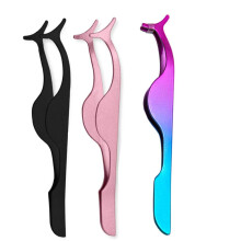 Eyelashes Tweezers Professional Eyelash Extension False Eyelash Applicator Tool Remover Clip Stainless Steel-Black