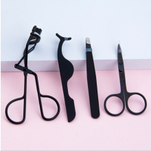 Eyelashes Tool,Stainless Steel Eyelashes Extension Makeup Tool Set Tweezers Fake Lash Applicator Eyelash Curler Eyebrow Scissors-Black