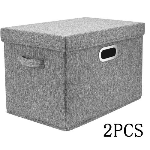 Pack Large Storage Box with Lid and Handle, Foldable Cube Storage Boxes Washable 2