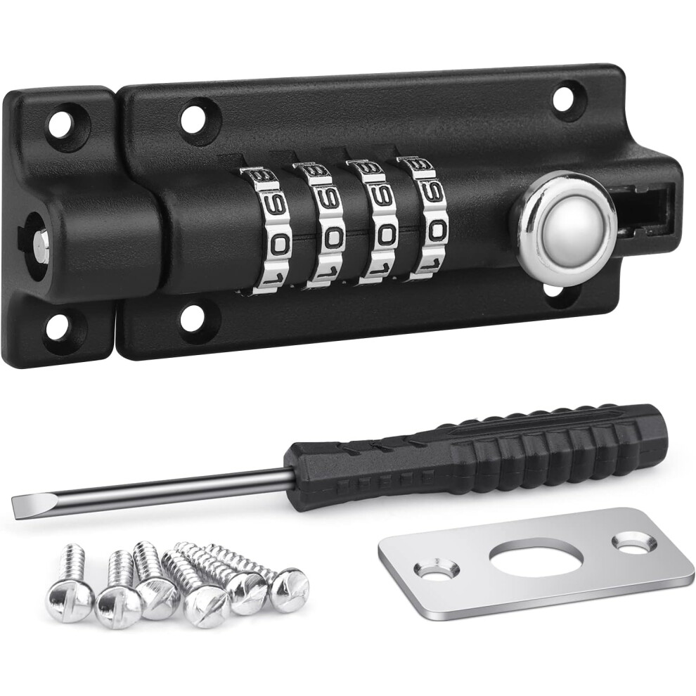 Combination Lock Latch,Coded Door Lock,Waterproof 4 Digit Combination Lock With Screws For Sheds, Home Reinforcement, Workshops 7770198219746