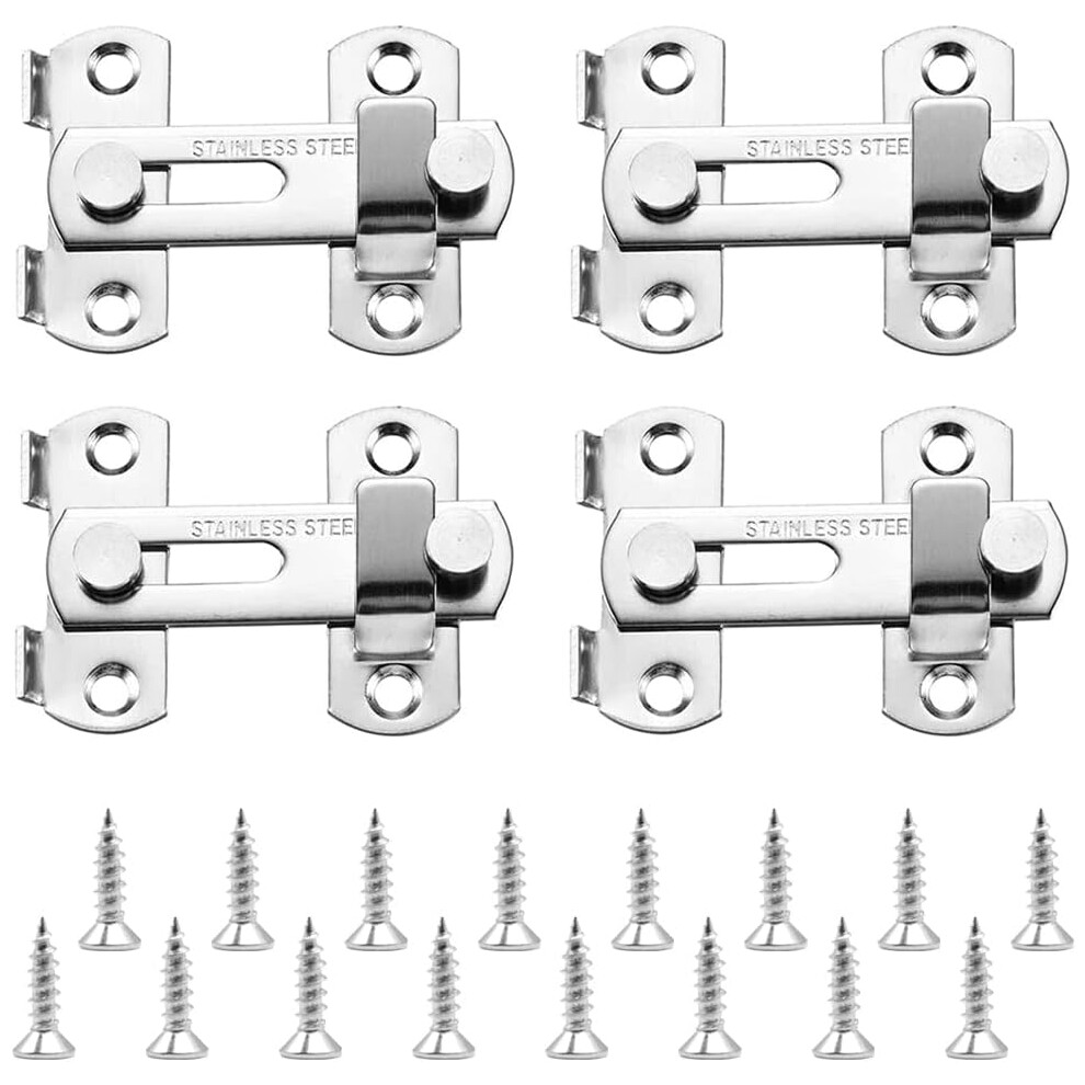 Pieces Sliding Latch Door Latch, Sliding Hasp Small Security Door Latches With Sliding Screw Lock Bolts For Garden And Port Windows (70 * 50 Mm) 7770198220193