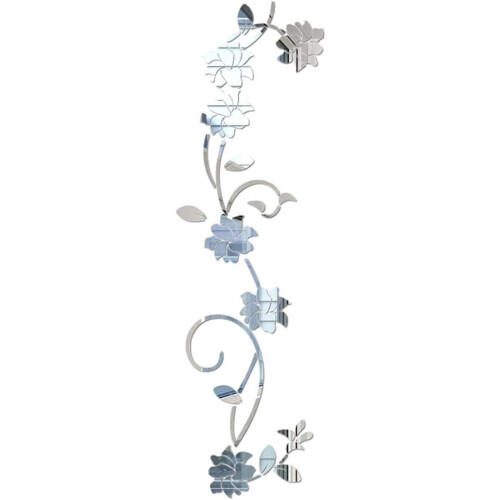 Mirror wall sticker, elegant mirror setting wall sticker, stick on wall mirror wall decoration, silver