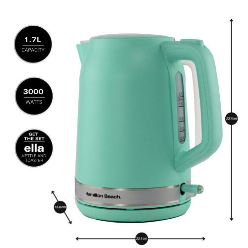 Hamilton Beach Hamilton Beach, Electric Kettle, Ella, 1.7L, Matte Mint, HBK3045MM 2