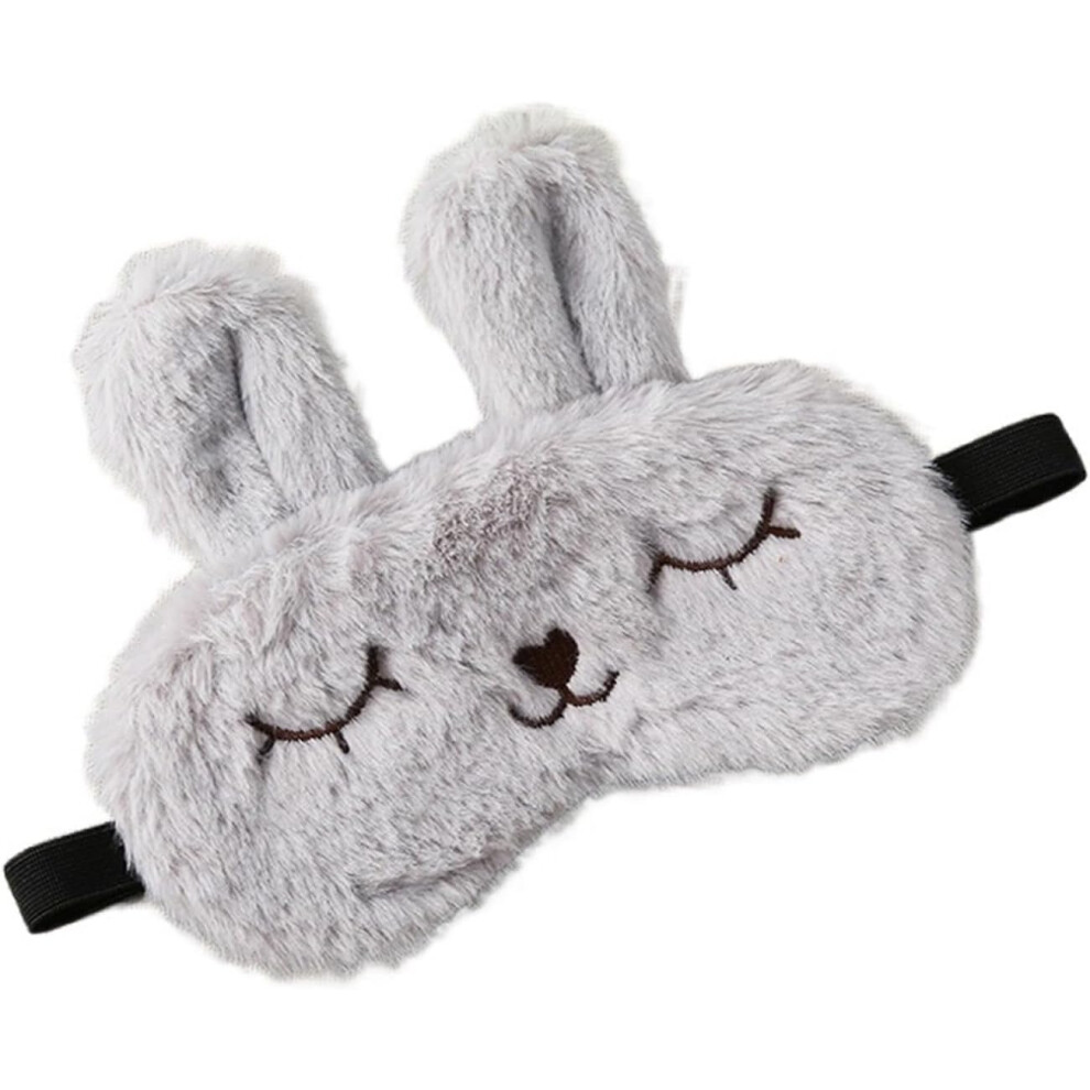 Tianfu Light/Gray Blindfolds, Cute Cartoon Rabbit Plush Sleeping Eye Mask Comfortable Sleep Mask Sleep Shading Eye Cover Eyeshade (Color : Gray)