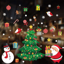 (Green Tree) Wall Christmas Window Sticker Home Room Decoration New Year Santa Decals Claus