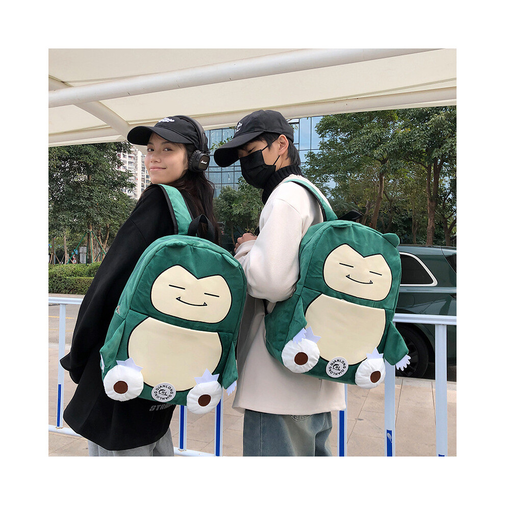 Snorlax Plush Backpack - Pokemon Nylon Daypack for Students, 20-35L, 13-Inch Laptop Compartment
