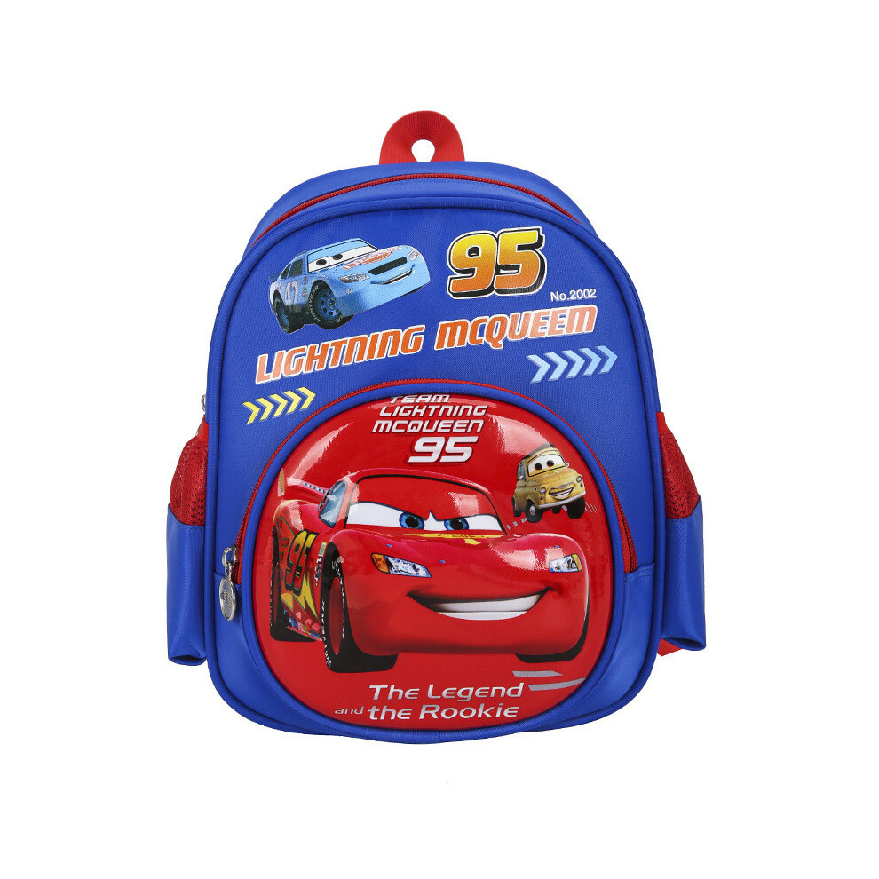 ( Car) Lightning Mcqueen Elsa Backpack Cartoon Bag With Adjustable Shoulder Straps Blue