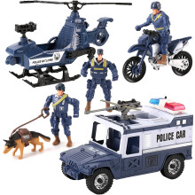 Liberty Imports 8 kpl poliisin, pelastuspartion, leluajoneuvoja ja hahmoja leikkisetti - helikopteri, SWAT-kuorma-auto, moottoripy r , toimintaha