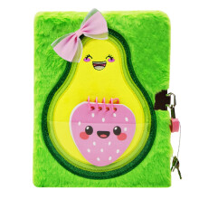 SuperStyle Tagebuch fur Madchen mit Schloss, Geschenk fur 6 7 8   12 Madchen, susses Avocado-Plusch-Tagebuch, geheimes Tagebuch, Schreibjournal, lin