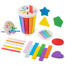 Brinquedos Montessori Smartwo para 1 2 3 Anos, 3 em 1 Brinquedos de Aprendizagem em Madeira