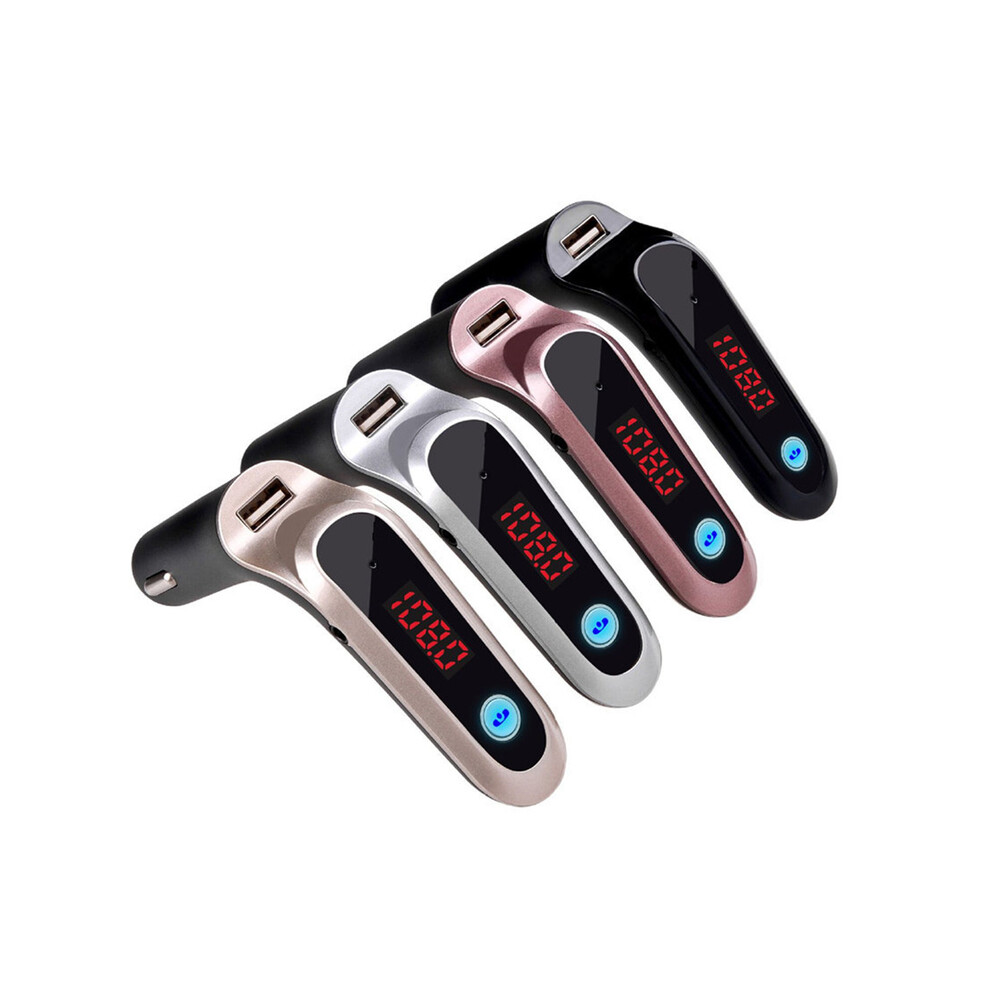 (Or) Transmetteur FM multifonction 5 en 1 pour voiture, kit mains libres Bluetooth, lecteur MP3, chargeur USB,