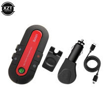 (Rouge) Kit mains libres Bluetooth pour pare-soleil de voiture, lecteur de musique, récepteur audio USB, clip