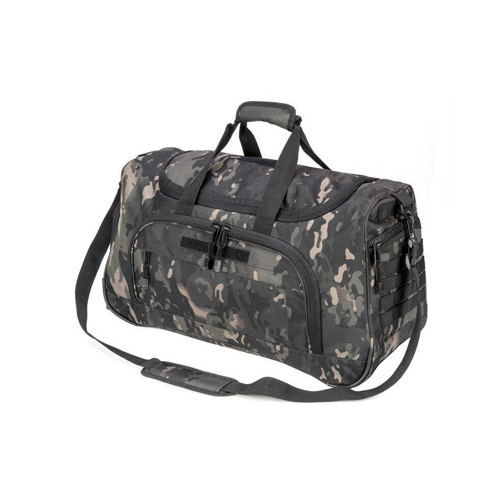 (NOIR MULTICAM) Sacs de sport de voyage 50L Sac de sport pliable Sac de bagage à main Poche à chaussures Hommes