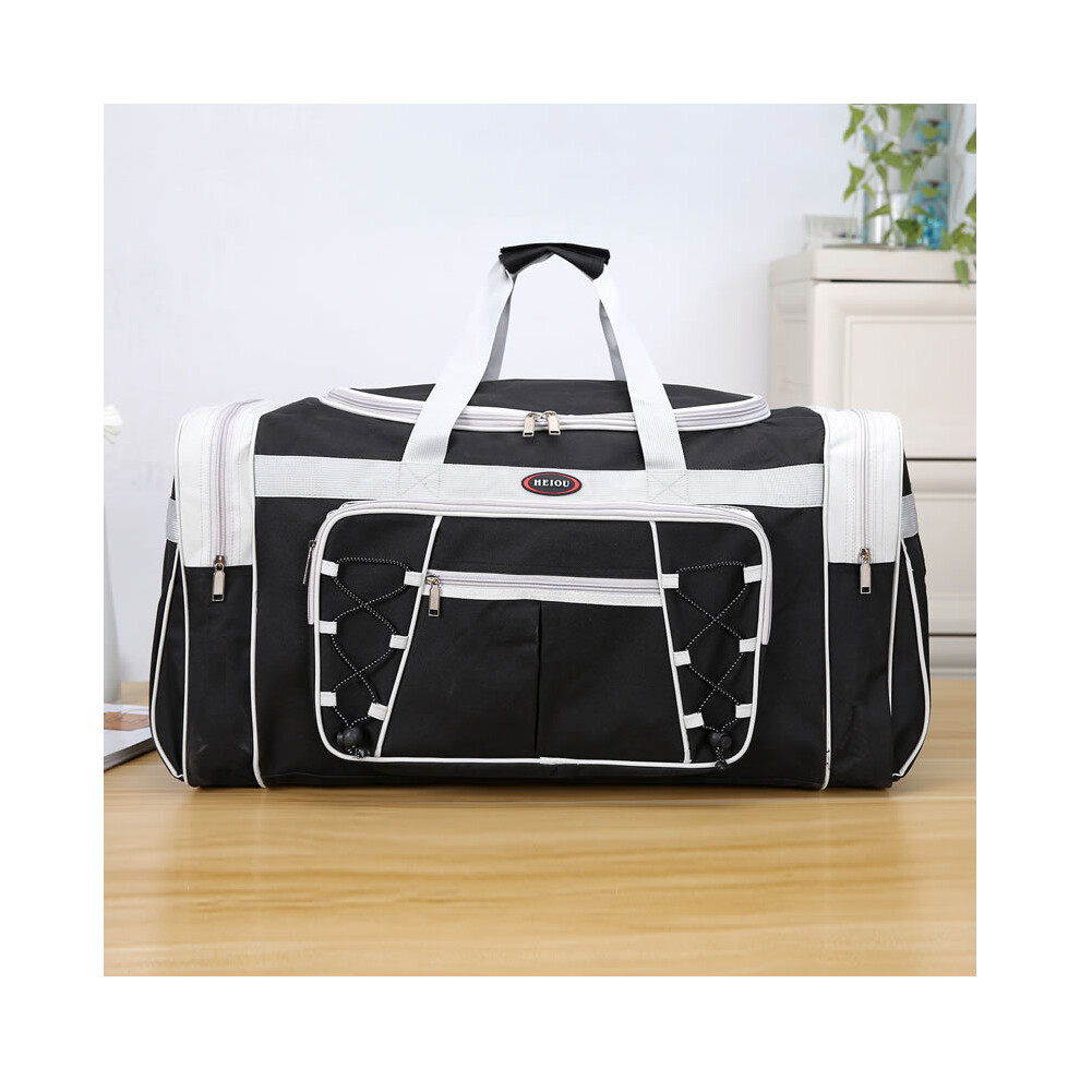 (Noir et blanc B) Sac fourre-tout de voyage Oxford grande capacité Sac de voyage imperméable Sac de transport