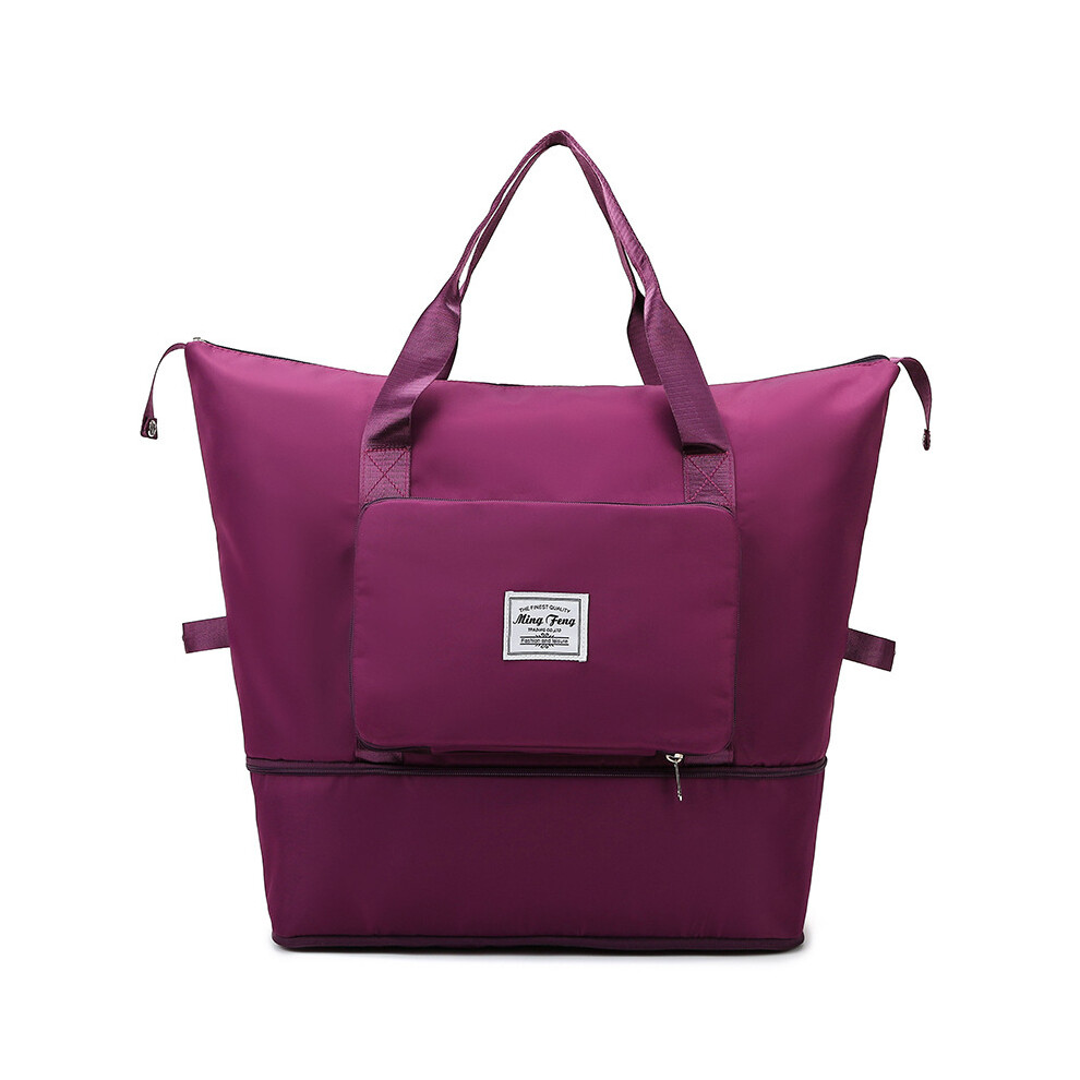 (Violet foncé) Sac de sport et de fitness pliable, sac de voyage étanche pour femme, sac à main de gym, de yoga,