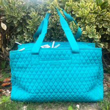 (Bleu ciel)VB grand sac à bandoulière Sac de sport en coton imprimé organisateur de voyage valise pliable