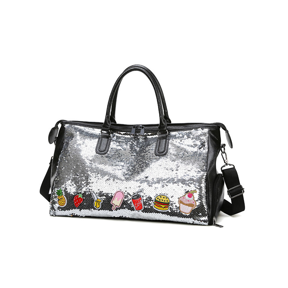 (Argent) 2024 Sac de voyage pour femme Grand sac à paillettes Sac à bandoulière à une épaule Sac à main Sac à