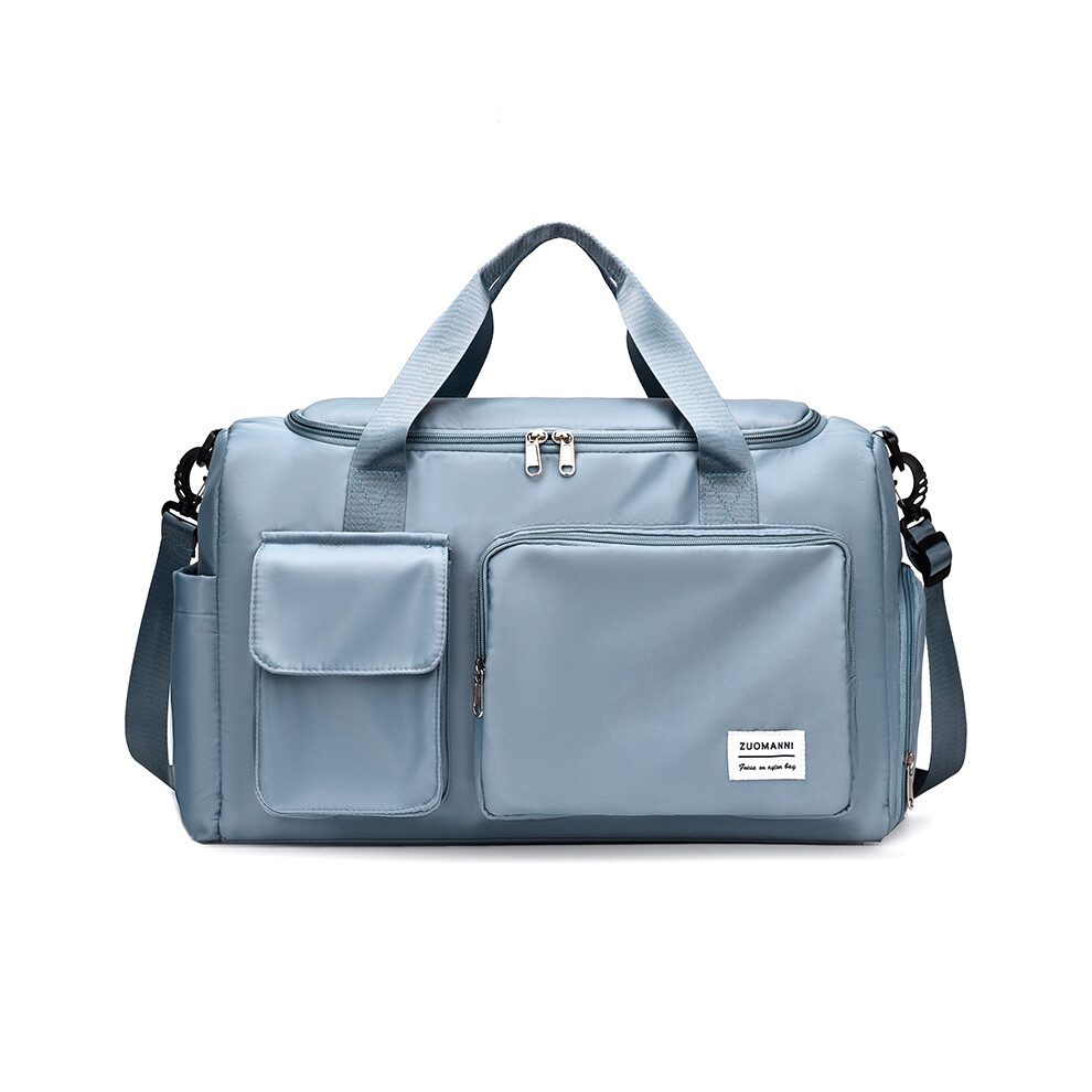 (Bleu) Sac de sport à bandoulière pour femme, avec poche pour chaussures, idéal pour le week-end ou la nuit