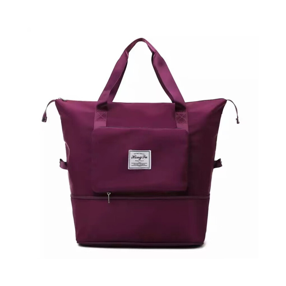 (Violet foncé) Valises pliantes de grand volume pour femmes, sac de rangement pour salle de sport, yoga, sac à