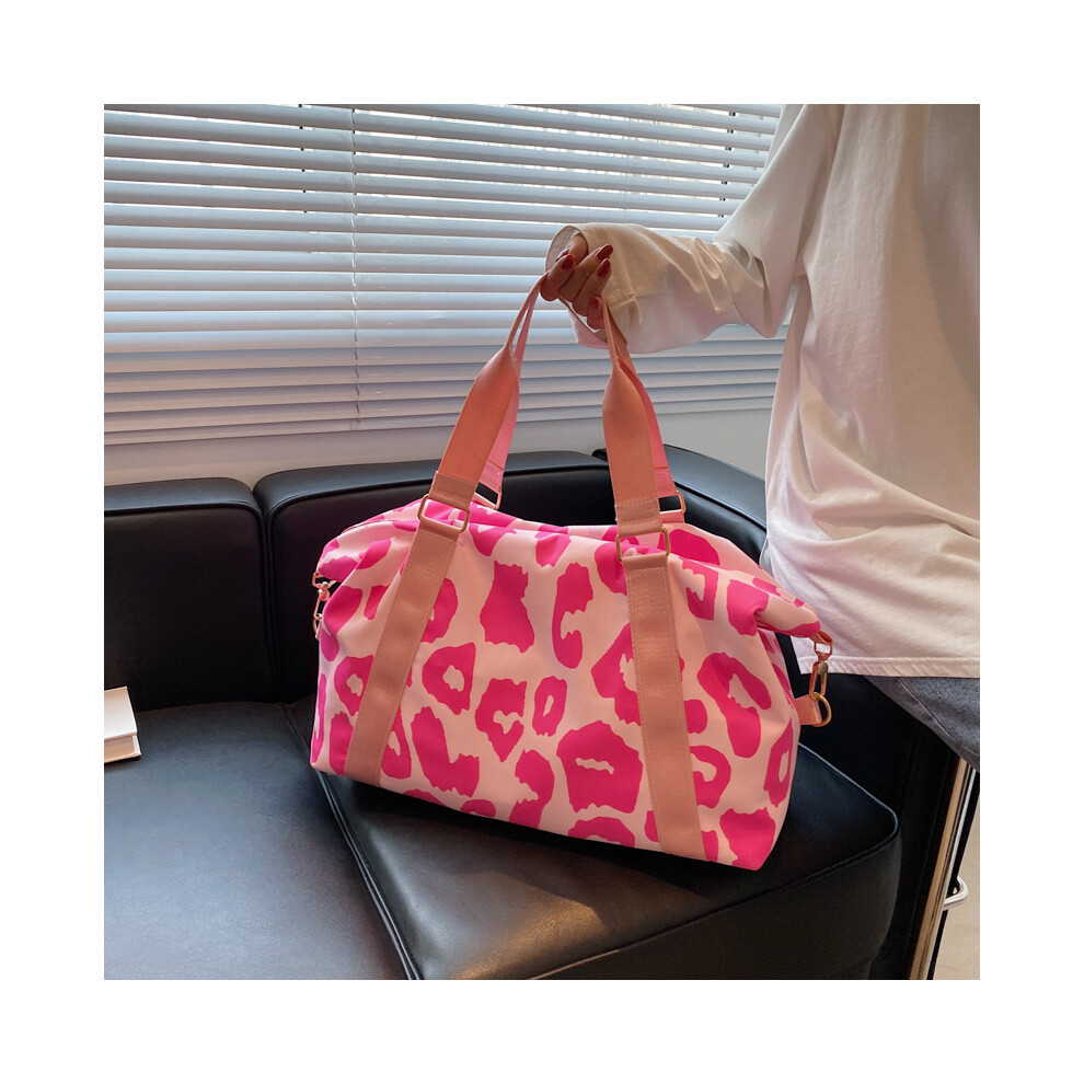 (Rose) Nouveau sac de voyage de luxe en nylon pour femmes, sac de rangement tendance léopard, sac de voyage, sport,