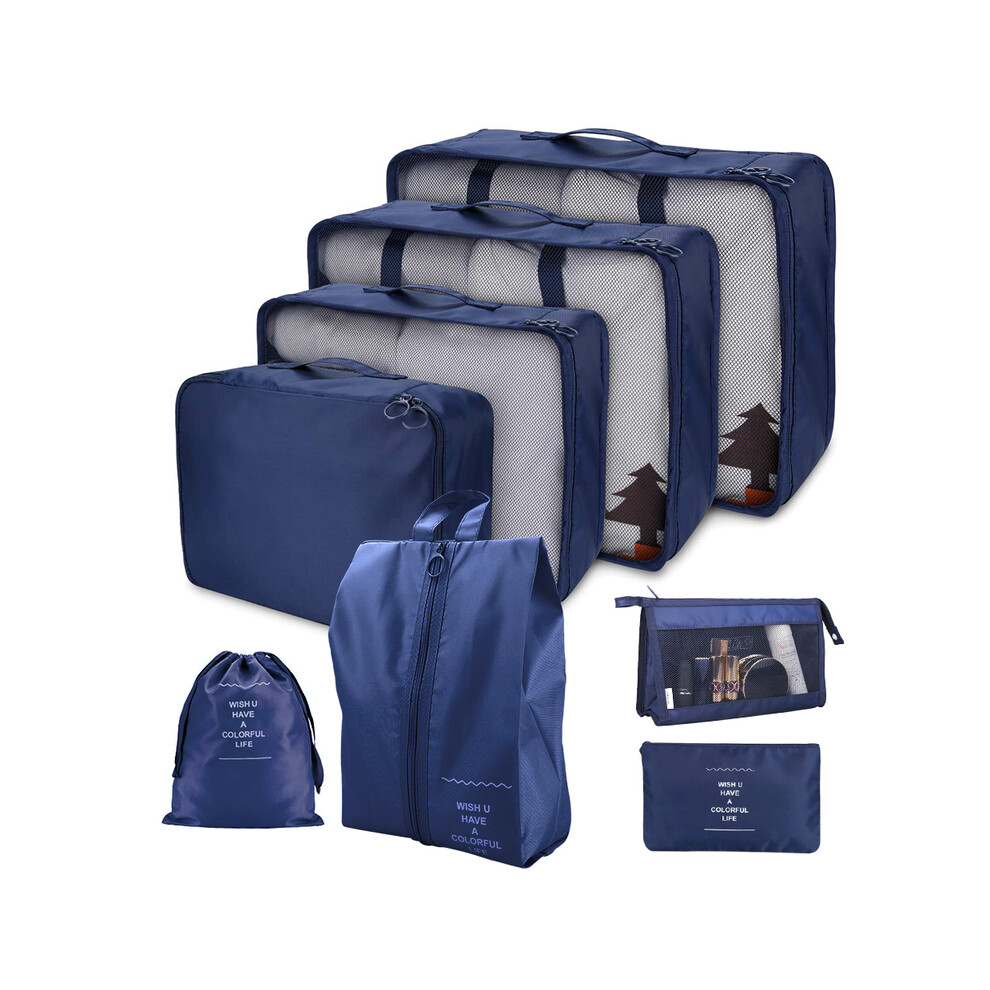 (8 pcs flotte) 6/7/8 pcs cubes d'emballage Organisateurs de valise avec sac à linge Sac à chaussures Sac de toilette