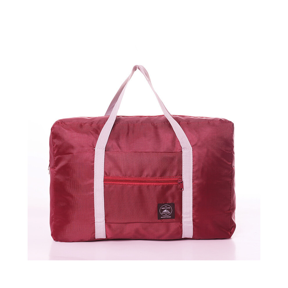 (Bourgogne) Nouveau sac de voyage imperméable à la mode sac de grande taille sac en nylon pliable unisexe sac