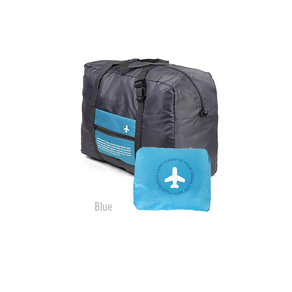 (Bleu) Nouveau sac de voyage imperméable à la mode sac de grande taille sac en nylon pliable unisexe sac de voyage