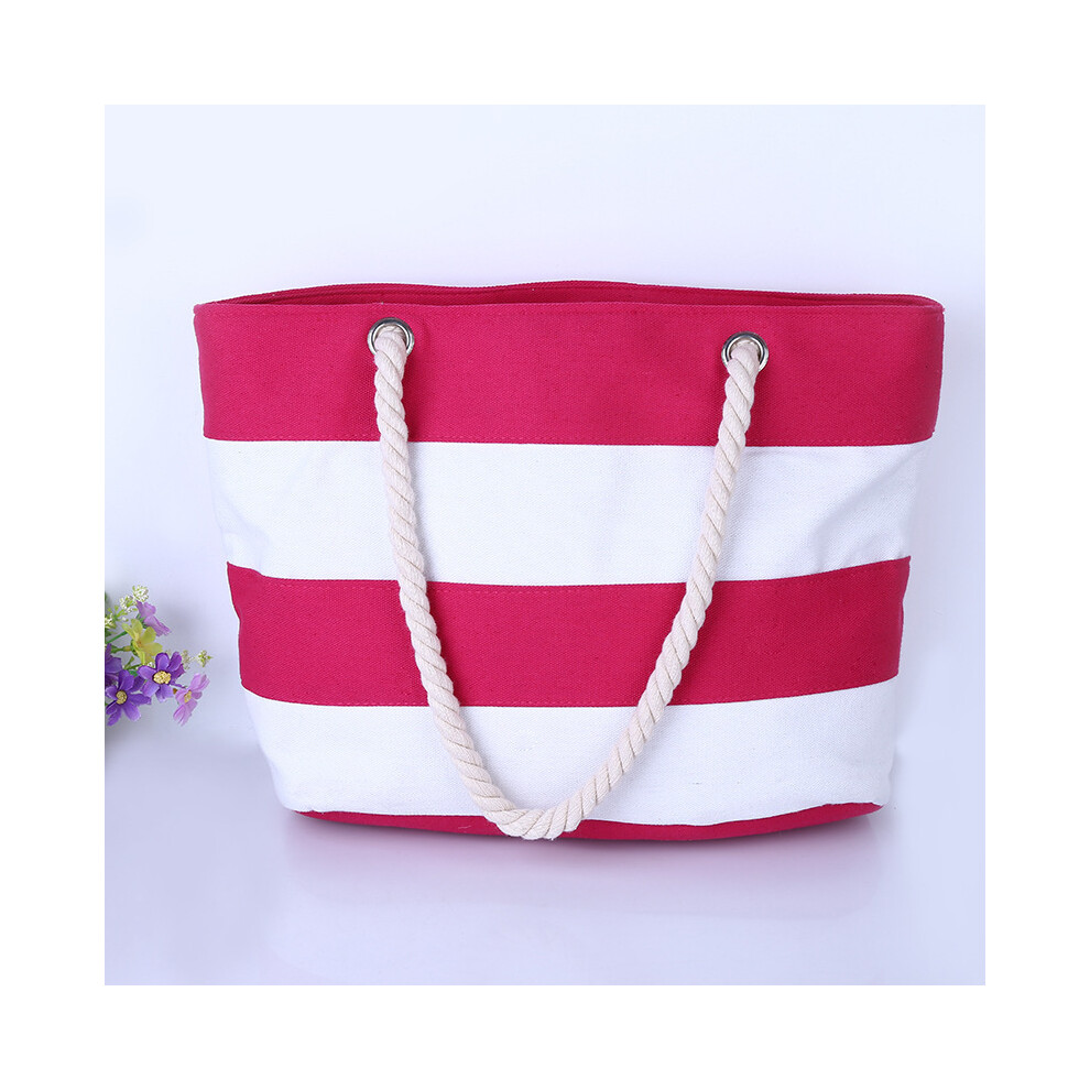 -3 Sac à bandoulière en toile sauvage à rayures de grande capacité pour femme, sac de plage, sac à bandoulière,