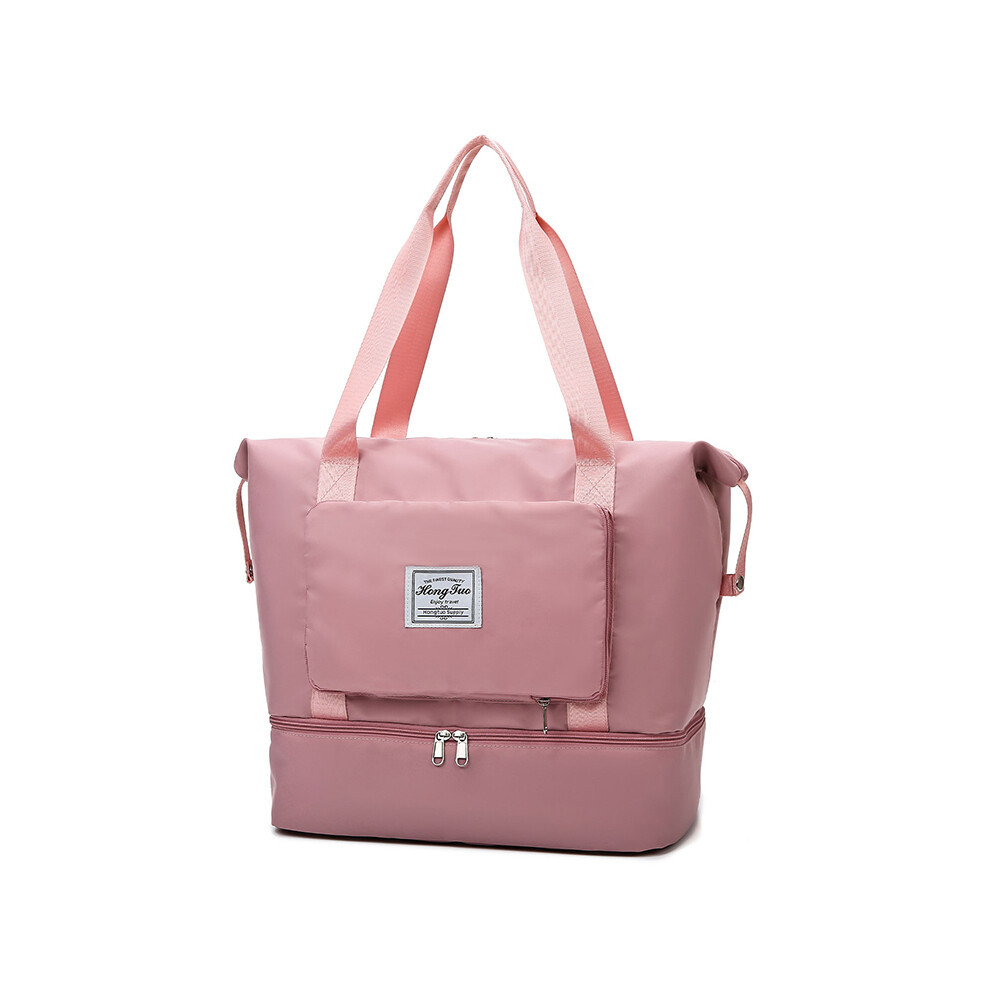 (Rose) Valises pliantes de grande taille avec compartiment à chaussures pour femmes, grand sac de sport multifonctionnel,