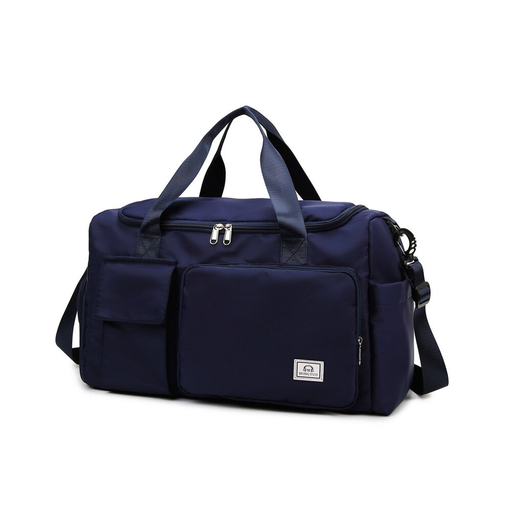 (Bleu) Sacs de voyage pliables grande capacité étanches avec compartiment à chaussures et sangle, sac de sport