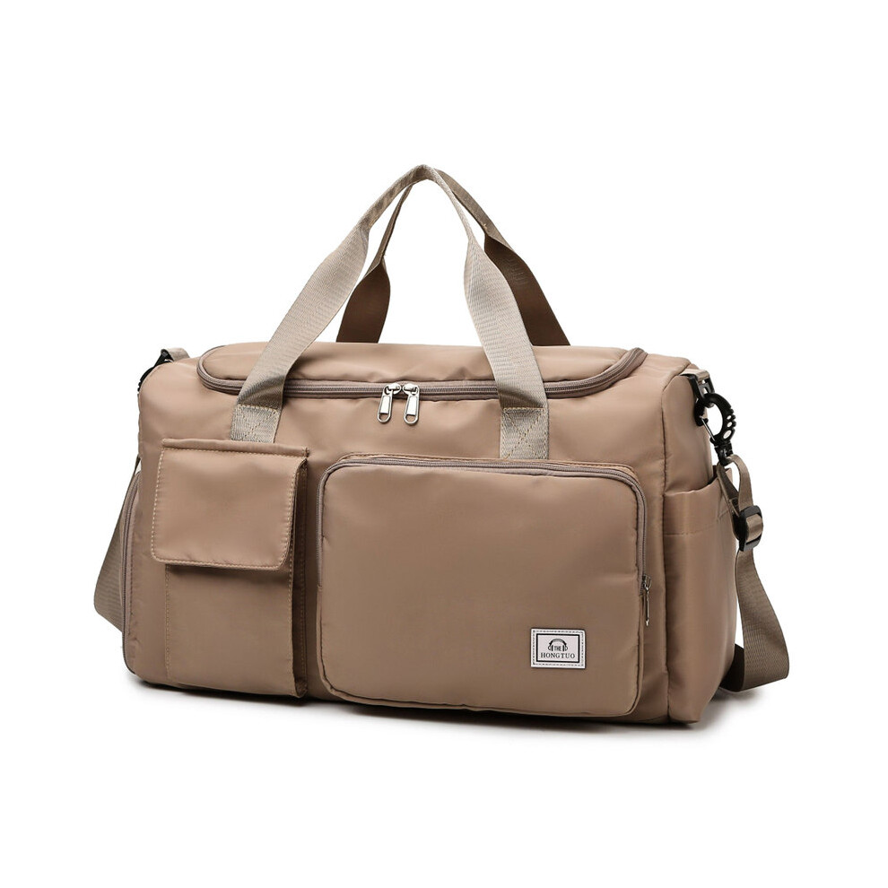 (Kaki) Sacs de voyage pliables grande capacité imperméables avec compartiment à chaussures et sangle, sac de sport