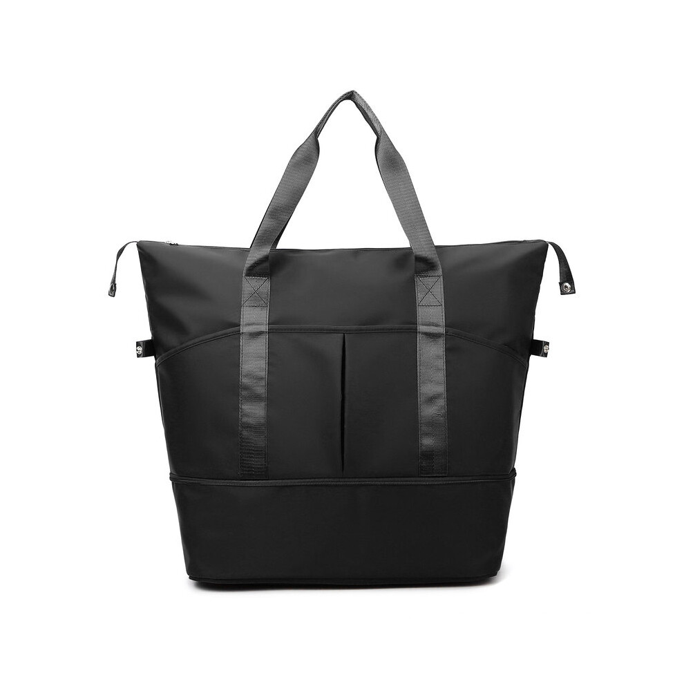 (Noir) Valises extensibles avec poches extérieures, étanches, séparation sèche et humide, sacs de sport multifonctionnels