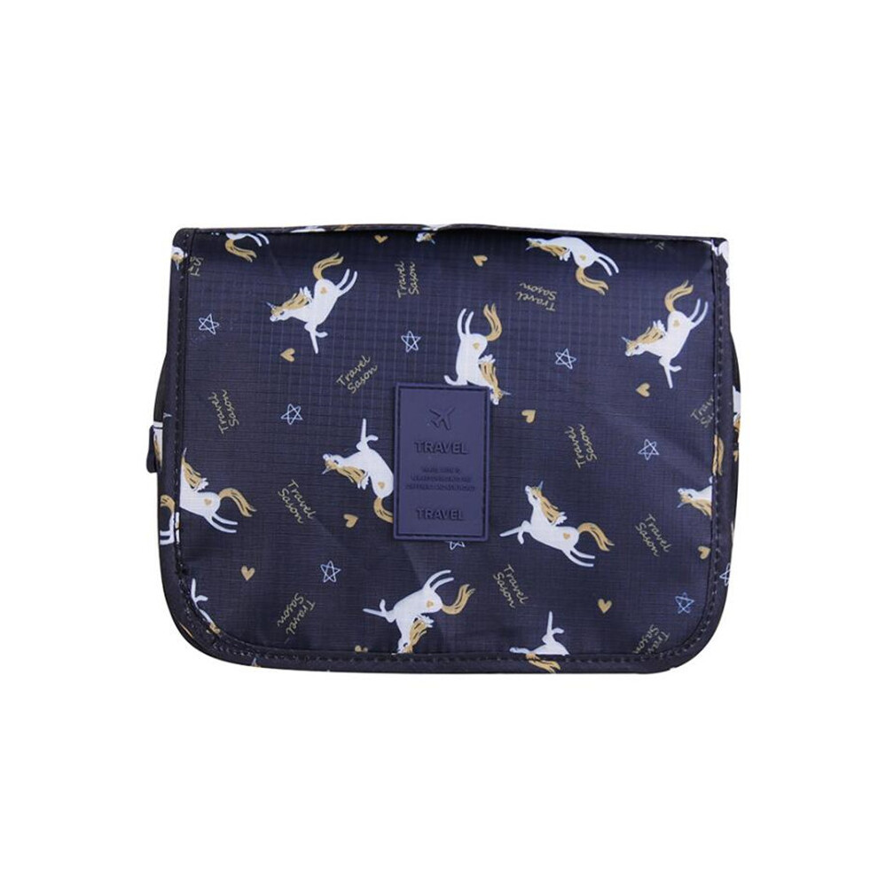 (Navy Pony) Trousse de maquillage pour femme, organiseur de voyage, grande capacité, étanche, sac de rangement
