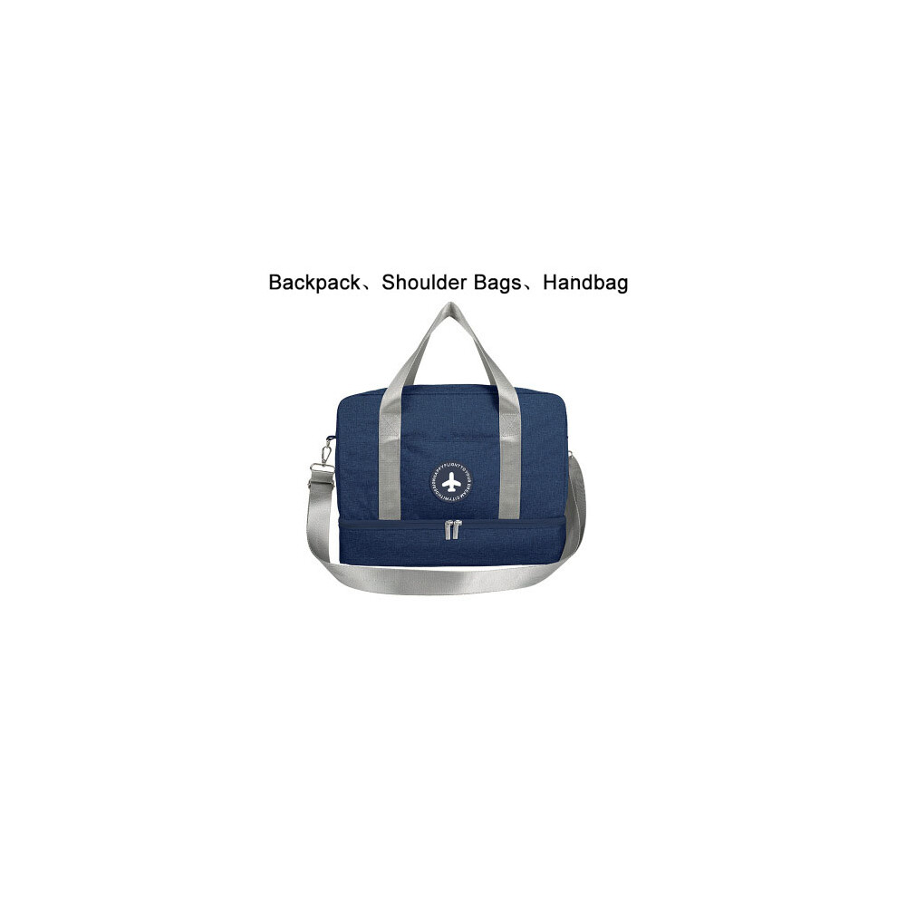 (A Navy) Valise de séparation sèche et humide Sac de plage double couche de grande capacité Sac de bain de fitness